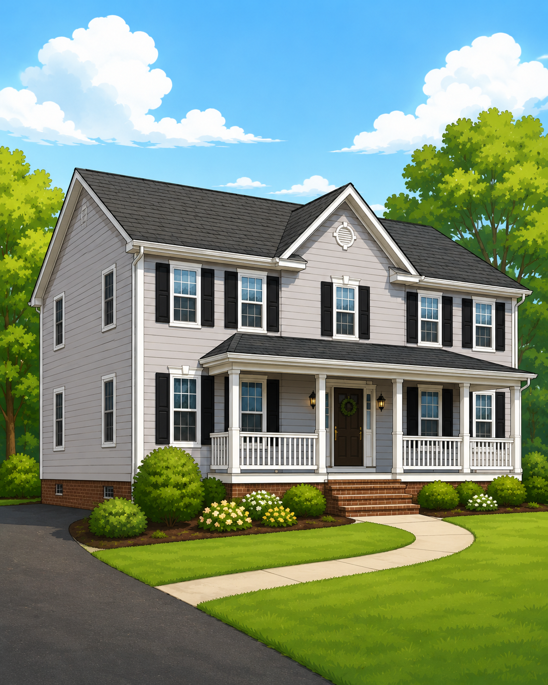 Standard home — multiple sections of gutters